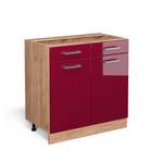 Unterschrank R-Line Hochglanz Bordeaux - Breite: 80 cm