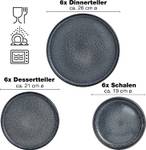SOLID Steinzeug Geschirr-Set 18tlg Grau - Keramik - Ton