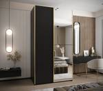 Armoire Lux 3 Noir - Doré - Largeur : 140 cm