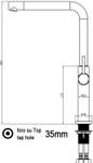 Küchen Armatur Tecno mit L-Auslauf Metall - 35 x 37 x 5 cm