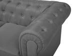 3-Sitzer Sofa CHESTERFIELD Grau - Hellgrau - Eiche Dunkel - 222 x 78 x 85 cm - Textil