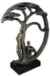 Poly Skulptur Baum Shadow bronzefarben Grau - Kunststoff - 28 x 32 x 9 cm