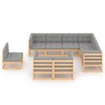 Garten-Lounge-Set (9-teilig) 3009833-2 Grau - Holz