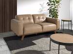 Leder sandfarbenem 2-Sitzer-Sofa aus
