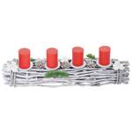 Adventskranz länglich Holz Kerzen rot Rot - Weiß - Metall - Holz teilmassiv - 60 x 9 x 16 cm