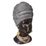 Dekofigur AFRICAN WOMAN, 28 cm Silber - Kunststoff - 13 x 28 x 16 cm