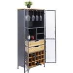 Meuble range bouteilles Refugio Noir - Métal - 60 x 156 x 40 cm