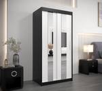 Armoire à portes coulissantes Pole Noir - Blanc - Largeur : 100 cm - 2 porte