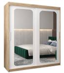 Armoire à portes coulissantes promo t3 Imitation chêne de Sonoma - Blanc - Largeur : 180 cm - 2 porte