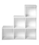 Meuble 6 Cases en Escalier Blanc - Bois manufacturé - 94 x 94 x 30 cm