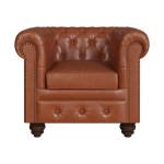 Fauteuil Chesterfield Marron - Cuir véritable - 88 x 75 x 79 cm