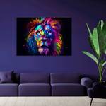 Canvas Bild Farbe Neon Portrait Löwe Ai 90 x 60 cm