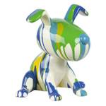 statue chien assis peinture bleu/vert Porcelaine - 27 x 28 x 27 cm