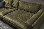 Grand canapé RAINA Vert - Cuir véritable - Textile
