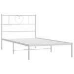 Bettgestell mit Kopfteil X828 Weiß - Metall - 95 x 90 x 207 cm