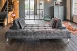 Sofa WIOLO Daybed Velvet mit Hocker Grau - Textil - 220 x 80 x 240 cm