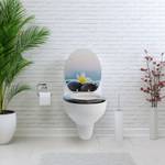 WC-Sitz mit Absenkautomatik - Flower Schwarz - Blau - Pink - Weiß - Gelb - Holzwerkstoff - 38 x 5 x 44 cm
