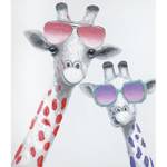 Tableau girafes à lunettes 120 x 60 cm Textile - 120 x 60 x 3 cm