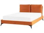 Lit double MELLE Noir - Orange - Largeur : 156 cm