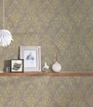 Glamouröse Ornamenttapete aus Textil Beige - Gold