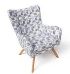 Manhattan Sessel mit Hocker Blau - Textil - 85 x 89 x 72 cm
