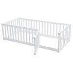 Kinderbett WoodySafe Ⅰ Weiß - Holzwerkstoff - Massivholz - Holzart/Dekor - 97 x 60 x 206 cm