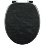 Premium Wc Sitz - Granit Schwarz - Holzwerkstoff - 38 x 5 x 44 cm