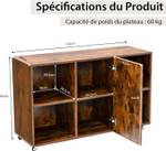 Support Imprimante Roulant JV10697 Marron - Bois manufacturé - 69 x 40 x 110 cm