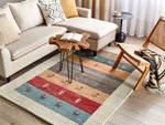 Teppich SARILAR Beige - Blau - Orange - Rot - Echtfell - 140 x 2 x 200 cm