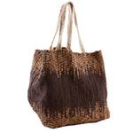 Sac de rangement en jute et cuir Marron