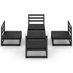 Garten-Lounge-Set (5-teilig) 3009868-1 Schwarz - Massivholz - Holzart/Dekor - 70 x 30 x 70 cm