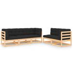 Garten-Lounge-Set (5-teilig) 3083788 Anthrazit - Holz