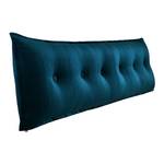 Grand coussin de lit décoratif, velours Bleu - Largeur : 200 cm