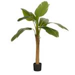 Plante artificielle Bananier en pot Vert - Céramique - Matière plastique - 90 x 155 x 90 cm