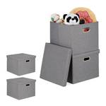 4 x Aufbewahrungsbox grau Grau - Metall - Papier - Textil - 43 x 34 x 43 cm