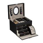 Boîte à bijoux Noir - Gris - Argenté - Verre - Matière plastique - Textile - 24 x 19 x 19 cm