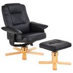 Fauteuil relaxation + repose-pied CHARLY Noir - Imitation chêne