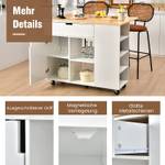 Küchenwagen mit ausziehbar Arbeitsfläche Weiß - Holzwerkstoff - 76 x 92 x 124 cm