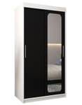 Armoire à portes coulissantes promo t2 Noir - Blanc - Largeur : 100 cm - 2 porte