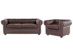 Chesterfield Sofa CHESTERFIELD 2-tlg Braun - Dunkelbraun - 195 x 70 x 90 cm