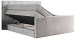 Boxspringbett KING VELEN Silber / Grau - Silbergrau - Breite: 220 cm - H3 - Textil