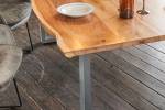 Tisch LORE Baumkante Fuß silber KAWOLA Tisch LORE Baumkante Fuß silber Esstisch 120x85 cm - 85 x 120 cm