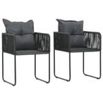 Gartenstuhl (2er Set) 44438 Schwarz - Polyrattan - 52 x 67 x 52 cm