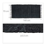 Tapis tissé en cuir et coton Noir - Cuir véritable - Textile - 70 x 1 x 140 cm