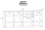 Kommode ANETTE 198x44x86 Beige - Schwarz - Holzwerkstoff - Kunststoff - 198 x 86 x 44 cm