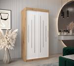 Armoire à portes coulissantes york Imitation chêne - Blanc - Largeur : 100 cm - 2 porte