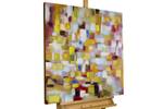 Tableau peint Patchwork de Pastel Jaune - Bois massif - Textile - 80 x 80 x 4 cm