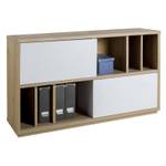 Meuble bas de bureau portes coulissantes Marron - Bois manufacturé - 139 x 84 x 35 cm