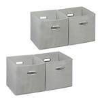 4 x Aufbewahrungsbox Stoff grau Grau - Silber