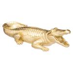 Krokodil-Statuette Gold - 20 x 11 x 39 cm